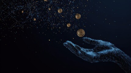 Digital hand receiving cryptocurrency