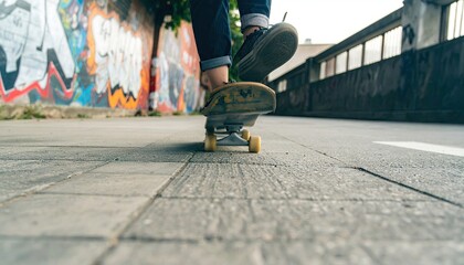 Close Up of Skater's Feet Landing a Flip Trick on Urban Pavement