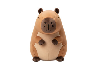 Cute water monkey plush toy with minimalist design, isolated on transparent background, png.