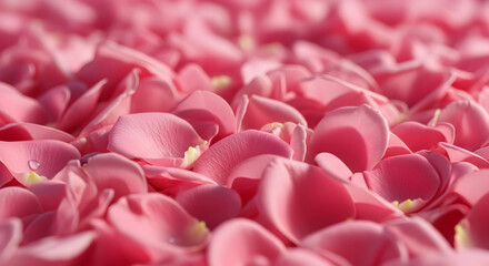 Obraz premium Close‑up bed of fresh pink rose petals — soft pastel floral texture for romantic backgrounds, wedding decor, and beauty product photography