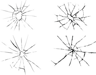 broken glass transparent vector illustration with radiating cracks in an abstract design. shattered glass texture with intricate cracks radiating from center, creating dramatic and chaotic pattern