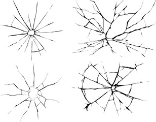 Broken transparent glass vector template for a design background. cracked and distressed dry ground, featuring jagged, organic fissures and subtle granular details against a stark white background.