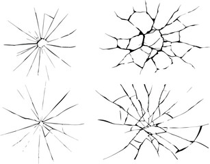Broken transparent glass vector template for a design background. cracked and distressed dry ground, featuring jagged, organic fissures and subtle granular details against a stark white background.