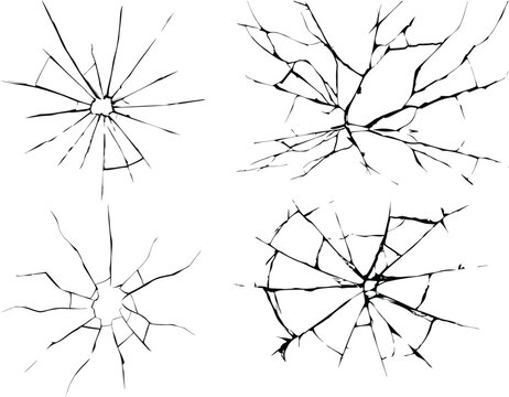 Broken transparent glass vector template for a design background. cracked and distressed dry ground, featuring jagged, organic fissures and subtle granular details against a stark white background.
