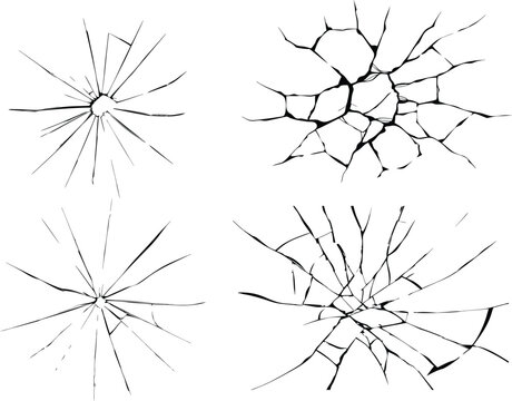 Broken transparent glass vector template for a design background. cracked and distressed dry ground, featuring jagged, organic fissures and subtle granular details against a stark white background.