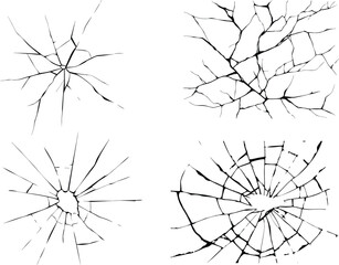 Glass Broken texture transparent vector. shattered glass texture with intricate cracks radiating from center, creating dramatic and chaotic pattern