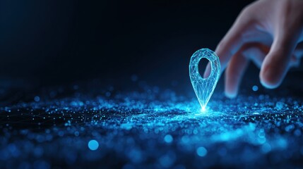 Hand touching a glowing location marker