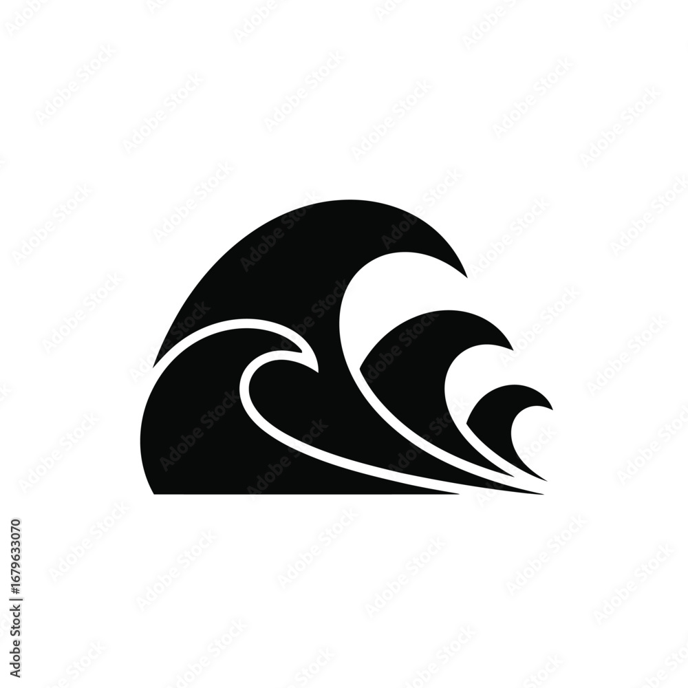 Poster dynamic black and white wave pattern design symbolizing ocean power and graceful movement