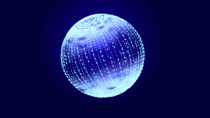 Digital Planet. Background Particle Flow. Data Visualization. 3D.