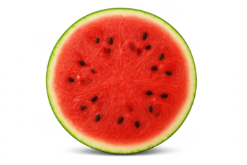 Ripe watermelon slice with seeds on transparent background