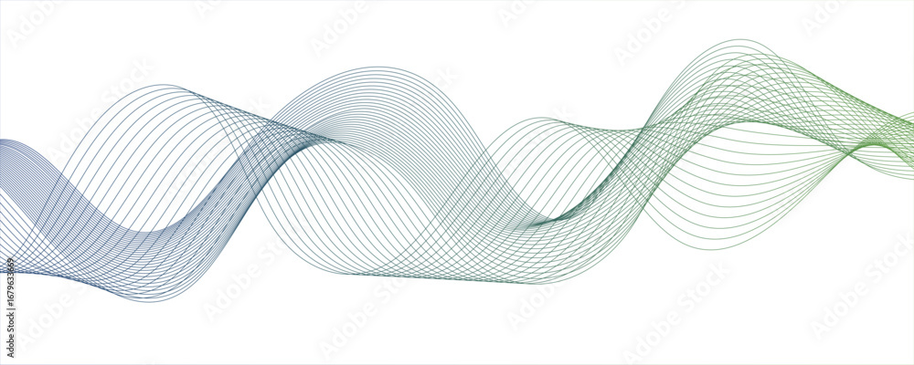 Poster abstract modern background with flowing wave lines in gradient shades of blue and aqua. smooth, curv