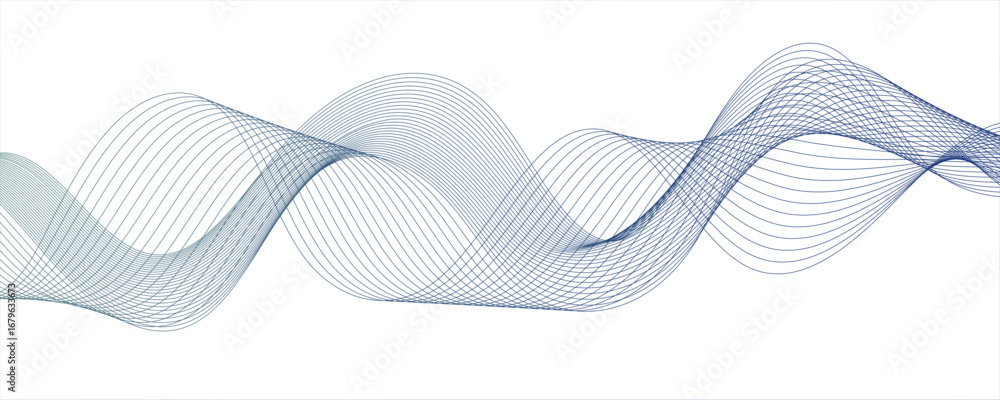 Poster abstract modern background with flowing wave lines in gradient shades of blue and aqua. smooth, curv