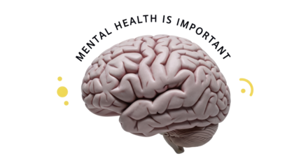 Isolated Brain Illustration with Mental Health Message