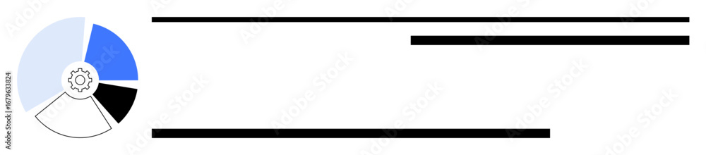 Poster pie chart includes a gear in its center, segmented in four sections with varying colors, accompanied