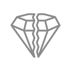Split diamond line icon. Broken value, conflict, loss symbol. Vector illustration