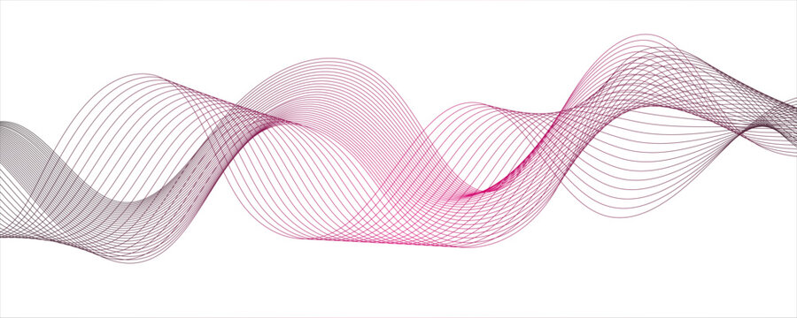 Abstract wire gradient mesh. Vector illustration rolling hills. Network structure surface checkered background sport lines border. Wave with lines created using blend tool. Abstract frequency sound.