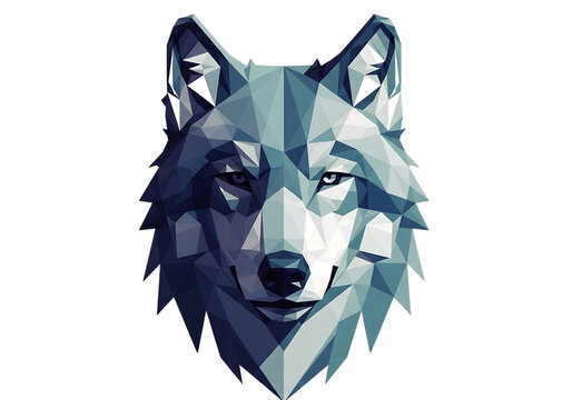 Low Poly Wolf Head Illustration on Transparent Background