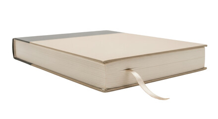 Isolated closed book with ribbon bookmark