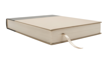 Isolated closed book with ribbon bookmark