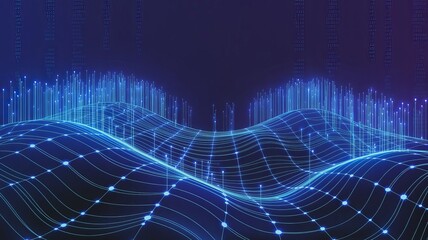 Digital Waves and Network Grid Background&rdquo;