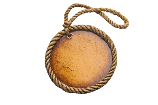 Oval tag with rope hanger isolated on transparent background - Powered by Adobe