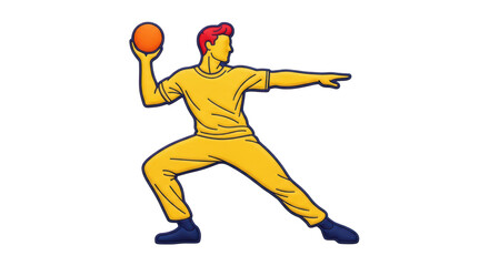 Isolated Cartoon Man Throwing Ball