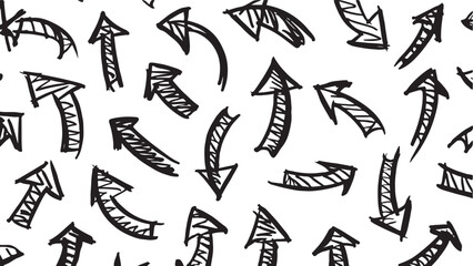 Hand Drawn Arrow Seamless Pattern Directional Guidance Vector Illustration Background Black and White Design