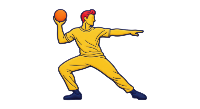 Isolated Cartoon Man Throwing Ball
