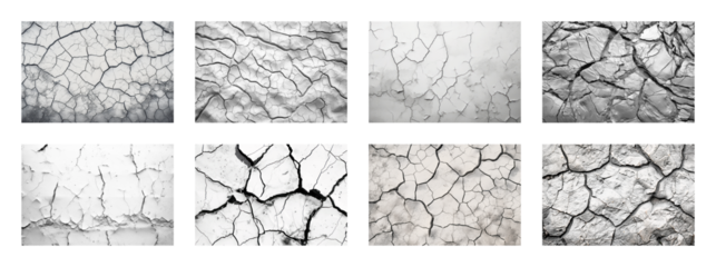 PNG Cracked textures in various shades, element set on transparent background