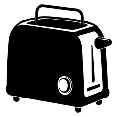 Toaster Black Silhouette Vector Illustration on White Background