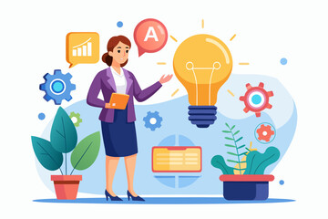 Businesswoman with a Lightbulb Idea