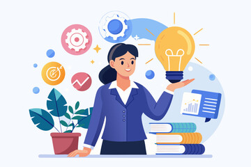 Businesswoman with Idea Lightbulb