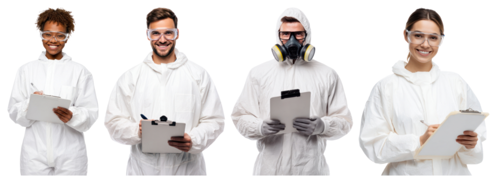 PNG Team in protective gear smiling, element set on transparent background