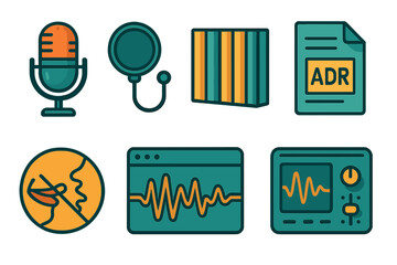 Visual representation of audiology tools and resources used in hearing assessment and treatment in a clinical setting