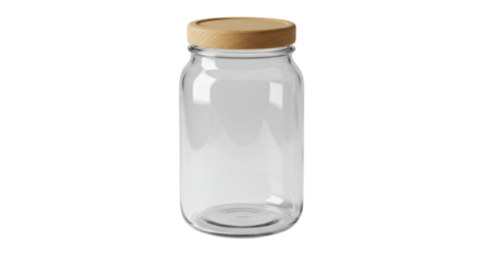 Isolated Empty Glass Jar with Wooden Lid