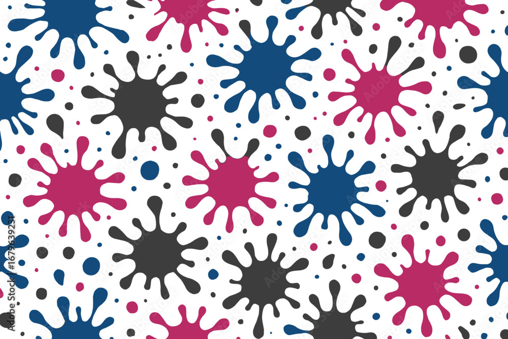 Poster colorful splashes of paint create a playful and vibrant pattern on a white background, suitable for 