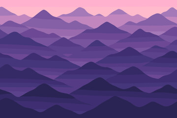Majestic layered mountains at dusk showcasing shades of purple and violet in a serene landscape scene