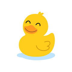 Happy rubber duck cartoon with wide smile. Fun bath toy vector for children prints, home decor, and novelty merchandise.
