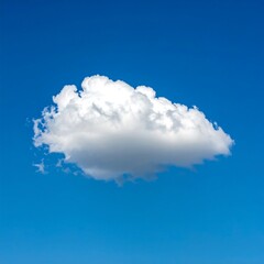 A Single Fluffy White Cumulus Cloud Floating in a Clear Blue Sky.