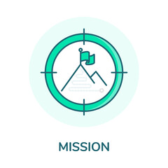 Mission Icon Vector Goal, Target, Success, Purpose, Strategy with editable stroke.