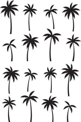 Obraz premium Palm tree silhouette vector art illustration, Shapes Collection Isolated on White Background