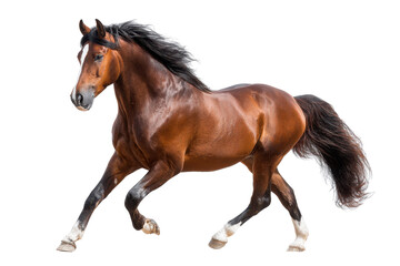 Bay Horse Galloping on Transparent Background