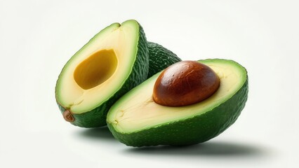 Perfectly Ripe Avocado Halves with Glossy Seed in Bright Studio Light