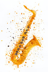 A vibrantly illustrated saxophone bursts with color, a creative and dynamic representation of music's soul.