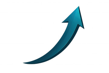 Upward blue 3d arrow signaling business growth, indicating progress and success, positioned against transparent backdrop for professional visual communication