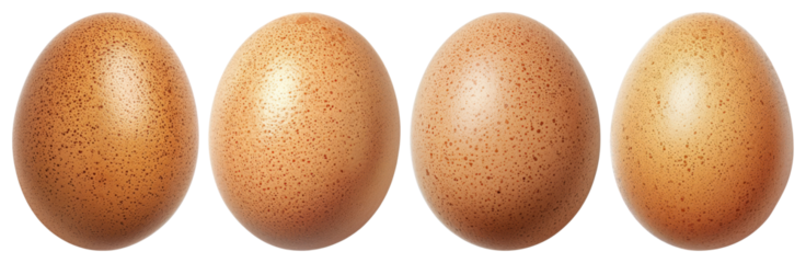 Four speckled brown eggs aligned