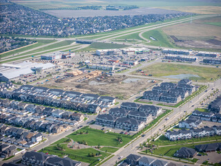 Aerial Drone View of Brighton Neighborhood in Saskatoon, Saskatchewan