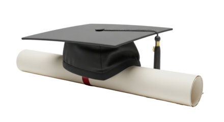 Isolated Graduation Cap and Diploma