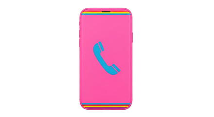 Isolated Pink Phone with Call Icon