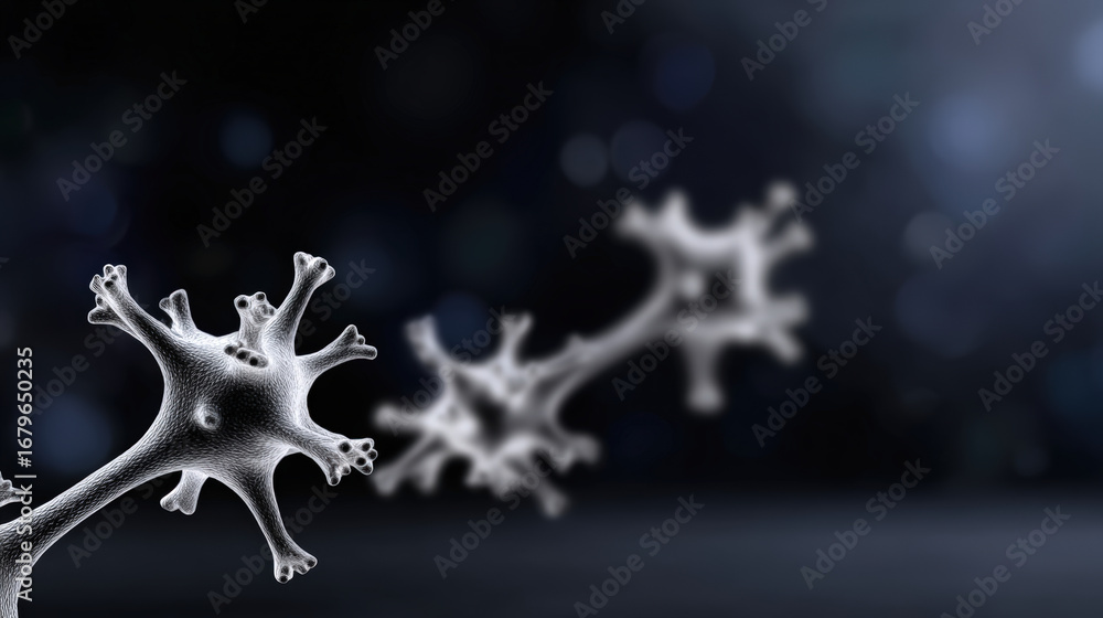 Poster abstract neuron network neural cell dendrite synapse science biology microscopic grayscale bokeh bac